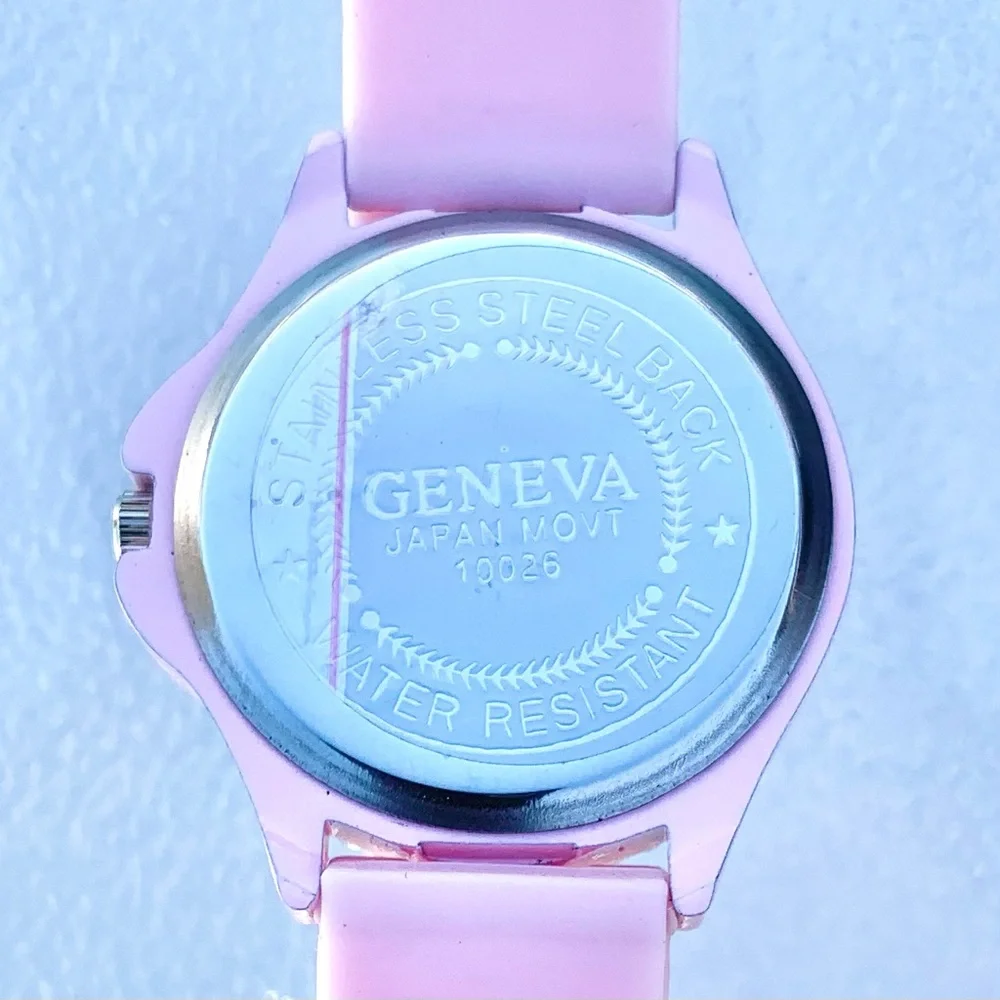 Geneva Pink with Crystal Rhinestones Ladies Analog Watch